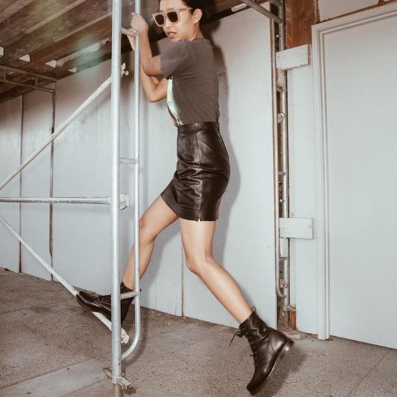 Frye Veronica Combat Black Leather Lace Up Casual Moto Everyday Cute Ankle Boots - Picture 6 of 16